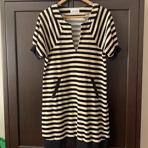 Tsumori Chisato Velour Striped Pink & Purple Tunic Dress Top Sz 4 - Picture 1 of 11